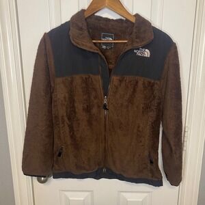 The North Face Girls Large 14 16 Denali High Pile Fleece Jacket Brown Black‎
